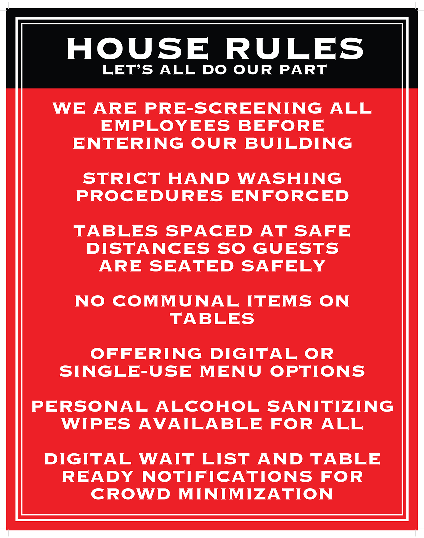 House Rules Strouds Restaurants